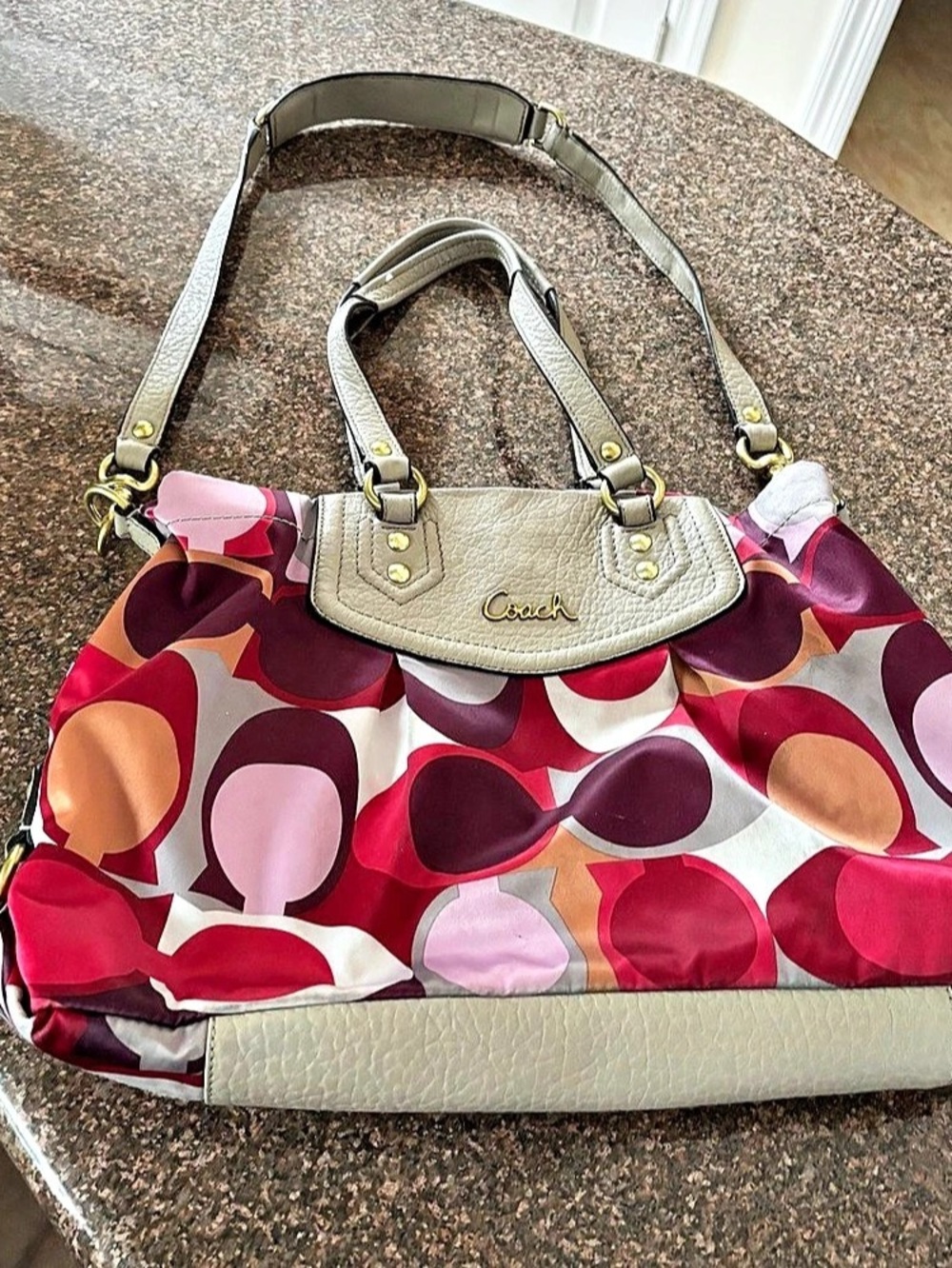 Coach Ashley Scarf print carryall sateen satchel/tote/shoulder bag-F21704
